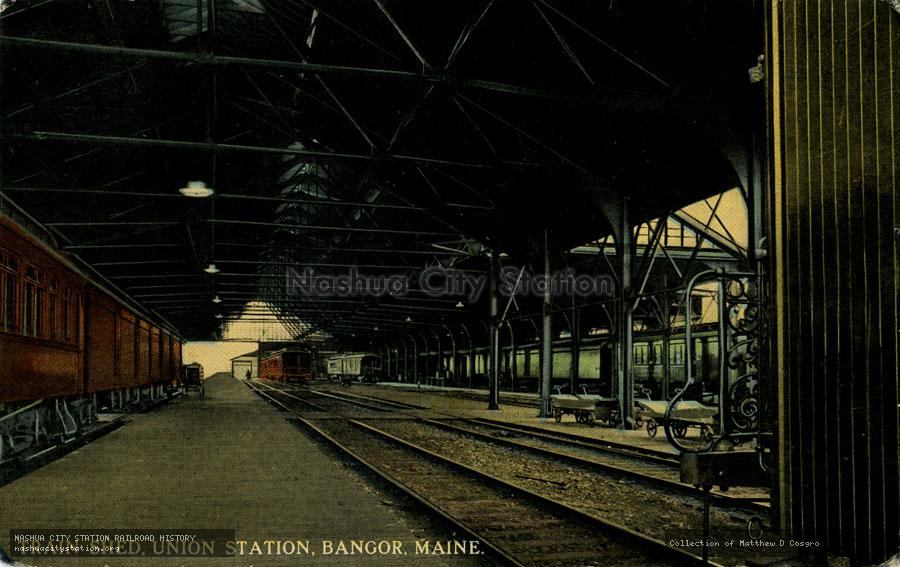 Postcard: Train Shed, Union Station, Bangor, Maine
